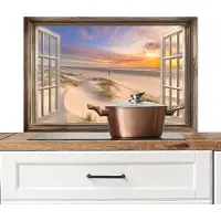KitchenYeah Spatscherm keuken 90x60 cm - Kookplaat achterwand Doorkijk - Strand - Duinen - Natuur - Landschap - Muurbeschermer - Spatwand fornuis - Hoogwaardig aluminium