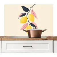 KitchenYeah Spatscherm keuken 100x65 cm - Kookplaat achterwand Citroenen - Felgeel - Tak - Bladeren - Muurbeschermer - Spatwand fornuis - Hoogwaardig aluminium