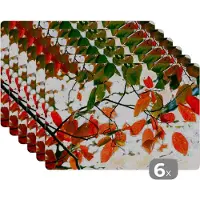 KitchenYeah Placemat - Placemats kunststof - Herfst - Bladeren - Landelijk - Seizoenen - 45x30 cm - 6 stuks - Hittebestendig - Anti-Slip - Onderlegger - Afneembaar