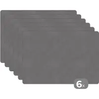 KitchenYeah Placemats - Leer - Grijs - Placemat - Tafel - 45x30 cm - 6 stuks - Tafelonderzetter