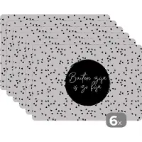 KitchenYeah Placemat - Placemats kunststof - Buiten zijn is zo fijn - Tekst - Tuin - Quotes - 45x30 cm - 6 stuks - Hittebestendig - Anti-Slip - Onderlegger - Afneembaar