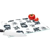 KitchenYeah Glazen Snijplank - 39x28 - Patronen - Schedel - Rozen - Piraten - Jongens - Kinderen - Kids - Snijplanken Glas