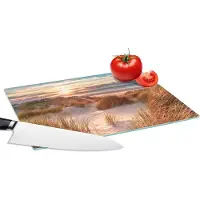KitchenYeah Glazen Snijplank - 28x20 - Duin - Planten - Zonsondergang - Strand - Zee - Snijplanken Glas