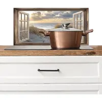 KitchenYeah Spatscherm keuken 70x30 cm - Kookplaat achterwand Doorkijk - Strand - Duinen - Zee - Natuur - Muurbeschermer - Spatwand fornuis - Hoogwaardig aluminium