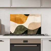 KitchenYeah Spatscherm keuken 60x40 cm - Kookplaat achterwand Vormen - Okergeel - Abstract - Muurbeschermer - Spatwand fornuis - Hoogwaardig aluminium