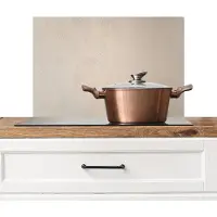 KitchenYeah Spatscherm keuken 60x40 cm - Kookplaat achterwand Japandi - Beige - Modern - Muurbeschermer - Spatwand fornuis - Hoogwaardig aluminium