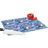 KitchenYeah Glazen Snijplank - 39x28 - Patronen - Voetbal - Blauw - Jongens - Kinderen - Kids - Jongetje - Snijplanken Glas