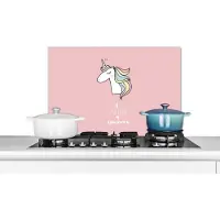 KitchenYeah Spatscherm keuken 70x50 cm - Kookplaat achterwand Unicorn - Quotes - Roze - I was born a unicorn - Meisjes - Kind - Muurbeschermer - Spatwand fornuis - Hoogwaardig aluminium