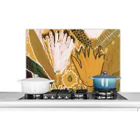 KitchenYeah Spatscherm keuken 80x55 cm - Kookplaat achterwand Bloemen - Geel - Kleuren - Planten - Muurbeschermer - Spatwand fornuis - Hoogwaardig aluminium