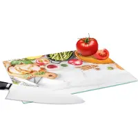 KitchenYeah Glazen Snijplank - 28x20 - Groente - Fruit - Vlees - Kruiden - Snijplanken Glas