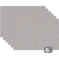 KitchenYeah Placemat - Placemats kunststof - Patroon - Terazzo - Structuur - 45x30 cm - 6 stuks - Hittebestendig - Anti-Slip - Onderlegger - Afneembaar