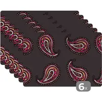 KitchenYeah Placemat - Placemats kunststof - Retro - Bandana - Patroon - 45x30 cm - 6 stuks - Hittebestendig - Anti-Slip - Onderlegger - Afneembaar