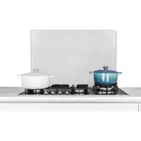 KitchenYeah Spatscherm keuken 60x40 cm - Kookplaat achterwand Beton - Wit - Grijs - Muurbeschermer - Spatwand fornuis - Hoogwaardig aluminium