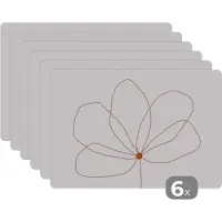 KitchenYeah Placemat - Bloem - Natuur - Abstract - Minimalisme - Onderleggers - Placemats - 45x30 cm - 6 stuks