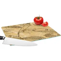 KitchenYeah Glazen Snijplank - 28x20 - Bladeren - Zomer - Tropisch - Hawaii - Snijplanken Glas