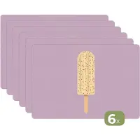 KitchenYeah Placemats - 6 stuks - 45x30 cm - Placemat kunststof - Beige - Ijsje - Spikkels - Borden onderleggers - Decoratie voor op tafel - Keuken tafeldecoratie accessoires - Vinyl onderlegger - Tafelversiering