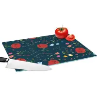 KitchenYeah Glazen Snijplank - 39x28 - Regenboog - Bloemen - Design - Snijplanken Glas