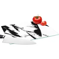 KitchenYeah Glazen Snijplank - 28x20 - Verf - Zwart - Abstract - Snijplanken Glas