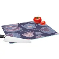 KitchenYeah Glazen Snijplank - 39x28 - Patroon - Thee - Kop - Theepot - Snijplanken Glas