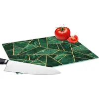 KitchenYeah Glazen Snijplank - 28x20 - Smaragd - Goud - Abstract - Patronen - Snijplanken Glas
