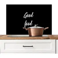 KitchenYeah Spatscherm keuken 90x60 cm - Kookplaat achterwand Good food - Keuken - Quotes - Spreuken - Muurbeschermer - Spatwand fornuis - Hoogwaardig aluminium