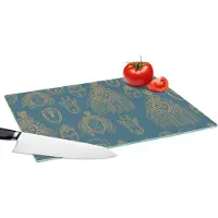 KitchenYeah Glazen Snijplank - 39x28 - Masker - Afrikaans - Goud - Patronen - Snijplanken Glas