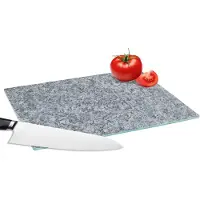 KitchenYeah Glazen Snijplank - 28x20 - Graniet - Steen - Patroon - Design - Grijs - Snijplanken Glas