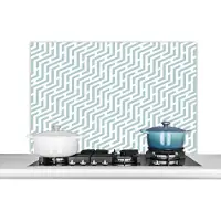 KitchenYeah Spatwand - Spatscherm - Patronen - Design - Lijn - Groen - 100x65 cm