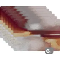 KitchenYeah Placemat - Abstract - Pastel - Verf - Goud - Glitters - Onderleggers - Placemats - 45x30 cm - 6 stuks