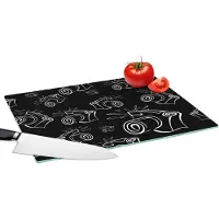 KitchenYeah Glazen Snijplank - 39x28 - Camera - Patronen - Zwart Wit - Snijplanken Glas