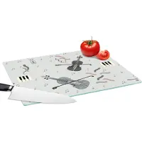 KitchenYeah Glazen Snijplank - 39x28 - Patroon - Muziek - Viool - Snijplanken Glas
