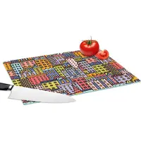 KitchenYeah Glazen Snijplank - 39x28 - Huis - Regenboog - Patroon - Snijplanken Glas
