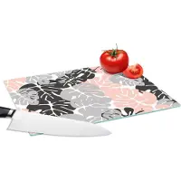 KitchenYeah Glazen Snijplank - 28x20 - Bladeren - Monstera - Pastel - Hawaii - Patronen - Snijplanken Glas