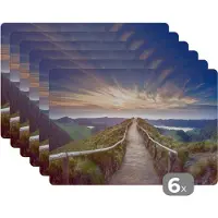 KitchenYeah Placemat - Placemats kunststof - Bergen - Natuur - Pad - 45x30 cm - 6 stuks - Hittebestendig - Anti-Slip - Onderlegger - Afneembaar
