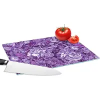 KitchenYeah Glazen Snijplank - 28x20 - Kolibrie - Rozen - Paars - Snijplanken Glas