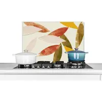 KitchenYeah Spatscherm keuken 70x50 cm - Kookplaat achterwand Bladeren - Planten - Kleuren - Pastel - Muurbeschermer - Spatwand fornuis - Hoogwaardig aluminium