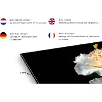 KitchenYeah Spatscherm keuken 120x80 cm - Kookplaat achterwand Bloemen - Wit - Hibiscus - Natuur - Zwart - Muurbeschermer - Spatwand fornuis - Hoogwaardig aluminium