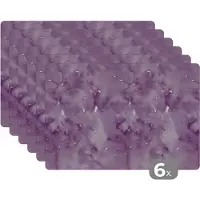 KitchenYeah Placemat - Placemats kunststof - Waterverf - Patronen - Paars - 45x30 cm - 6 stuks - Hittebestendig - Anti-Slip - Onderlegger - Afneembaar