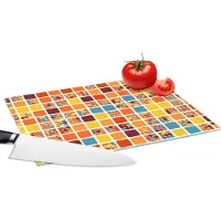 KitchenYeah Glazen Snijplank - 28x20 - Patronen - Seventies - Stad - Snijplanken Glas