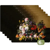 KitchenYeah Placemats - Kunst - Oude meesters - Bloemen - Fruit - Stilleven - Onderlegger - Onderleggers - Placemat - 45x30 cm