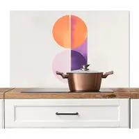 KitchenYeah Spatscherm keuken 100x65 cm - Kookplaat achterwand Cirkels - Abstract - Paars - Muurbeschermer - Spatwand fornuis - Hoogwaardig aluminium
