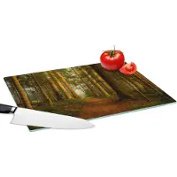 KitchenYeah Glazen Snijplank - 39x28 - Bos - Natuur - Bomen - Landschap - Bladeren - Snijplanken Glas