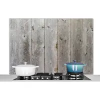 KitchenYeah Spatscherm keuken - Spatbord - Houten plank - Structuur - Grijs - Hout - Spatwand -120x80 cm