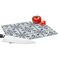 KitchenYeah Glazen Snijplank - 28x20 - Patronen - Mandala - Blauw - Snijplanken Glas
