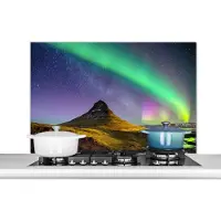 KitchenYeah Spatscherm keuken 100x65 cm - Kookplaat achterwand Aurora - Noorderlicht - Nacht - Muurbeschermer - Spatwand fornuis - Hoogwaardig aluminium