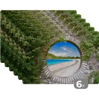 KitchenYeah Placemat - Placemats kunststof - Strand - Zee - Doorkijk - 45x30 cm - 6 stuks - Hittebestendig - Anti-Slip - Onderlegger - Afneembaar