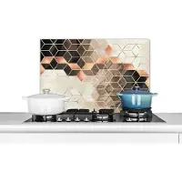 KitchenYeah Spatscherm keuken 70x50 cm - Kookplaat achterwand Vintage - Marmerlook - Luxe - Goud - Zwart - Muurbeschermer - Spatwand fornuis - Hoogwaardig aluminium