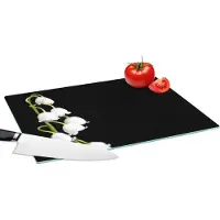 KitchenYeah Glazen Snijplank - 39x28 - Lelietjes van dalen - Bloemen - Zwart - Flora - Snijplanken Glas
