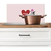 KitchenYeah Spatscherm keuken 70x30 cm - Kookplaat achterwand Hart - Rood - Bloem - Moeder - Muurbeschermer - Spatwand fornuis - Hoogwaardig aluminium