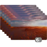 KitchenYeah Placemat - Placemats kunststof - Zand - Landschap - Lucht - Woestijn - 45x30 cm - 6 stuks - Hittebestendig - Anti-Slip - Onderlegger - Afneembaar